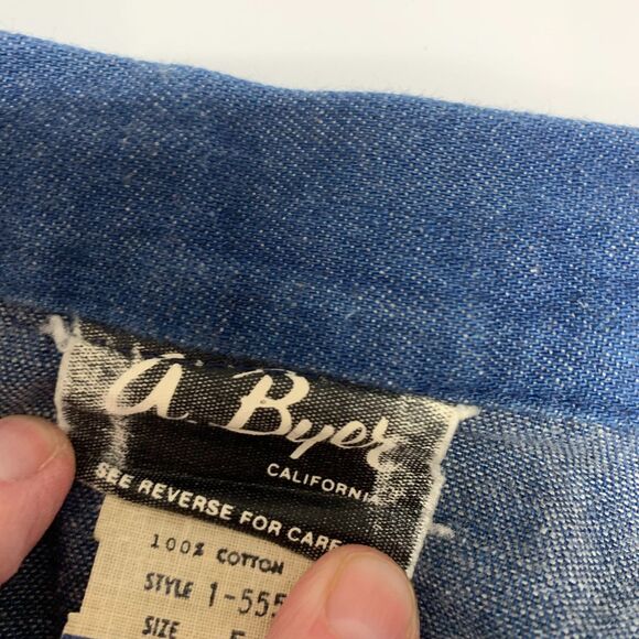 VTG Womens Denim Tiered Prairie Skirt Corset Yoke Western Cowgirl Cottagecore - Picture 10 of 13